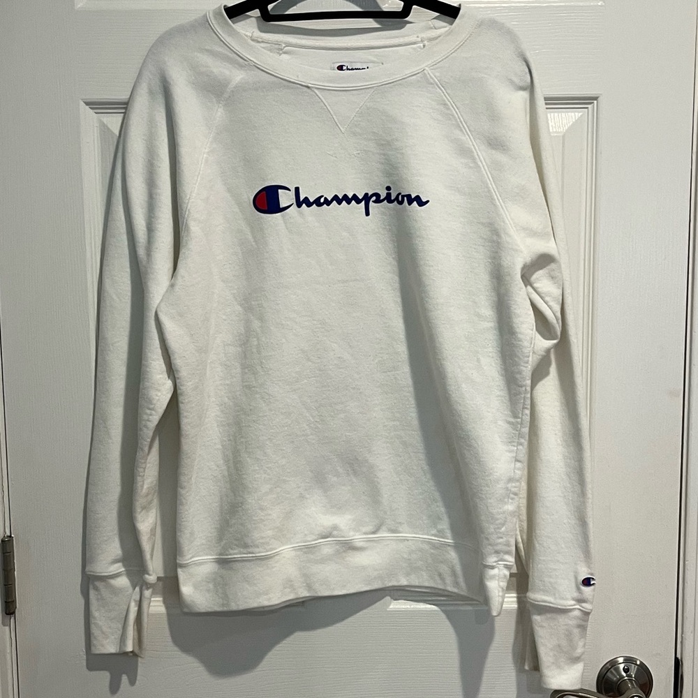 Youth Unisex Champion Logo White Crewneck